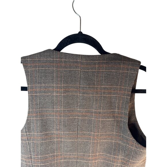 ZARA Womens XS Brown Camel Plaid Wool Blend Vest - Picture 8 of 10